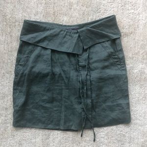 Vince Linen Wrap Tie skirt in olive sz 4